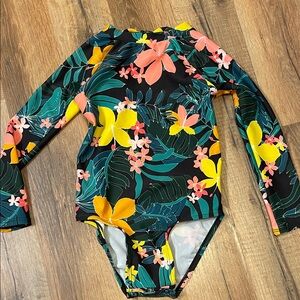 Old Navy Kids Floral Rashguard - Black, Yellow, Pink